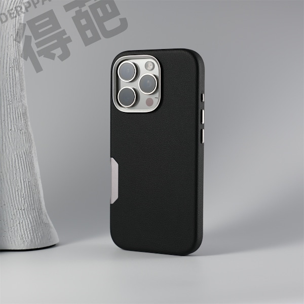 Etui til iPhone 16 sort tekstureret læder magnetisk læder Full-Body