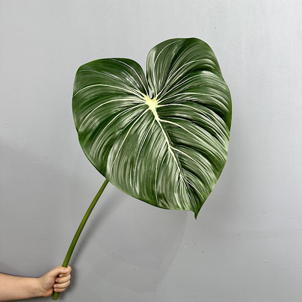 Stor Taktil Monstera Blad Kunstig Grøn Planteindretning i Maillard Farveskema Small Philodendron Small Deep Grain