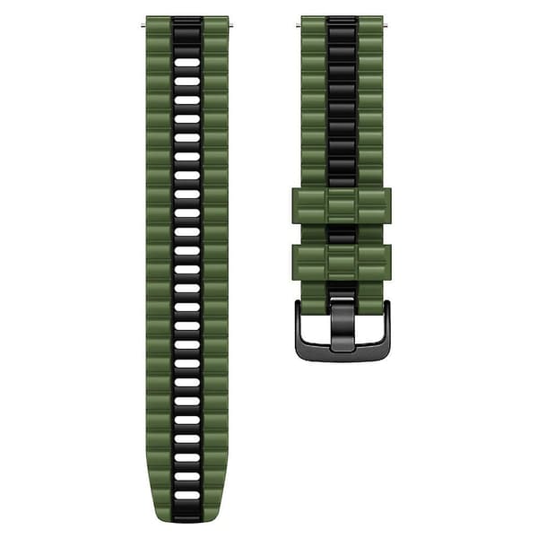 Armygrøn Sort Armygrøn Sort 22mm Silikone To-farvet Urrem