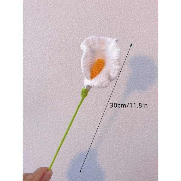 5 stk. Heklet Calla Lily Strikkede Kunstige Blomster Kreative Gaver til Venninnebursdag Kvinner Bryllup White 5pcs