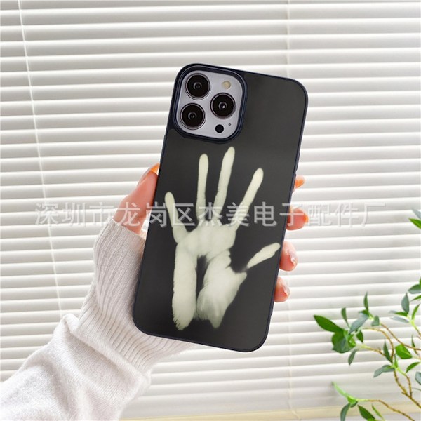 Fodral för iPhone 13 Pro Max Svart till Vit Termisk textur färgskiftande lädertextur Full-Body textur temperaturförändring