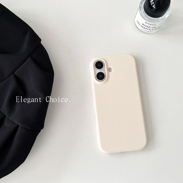 Kotelo iPhone 16:lle, valkoinen, tavallinen nahka, dopamiini