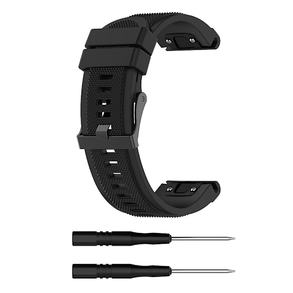 Sort Sort kompatibel med Garmin Fenix 5x (26mm) silikone armbåndsrem