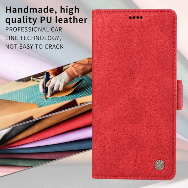 Etui til iPhone 13 Pro rød Soft-Touch Side Buckle Frosted Wallet med kortholder Flip