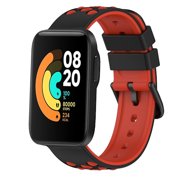 Musta Punainen Musta Punainen Kaksivärinen Silikoninen Kellonranneke yhteensopiva Xiaomi MI Watch Sport -kellon kanssa