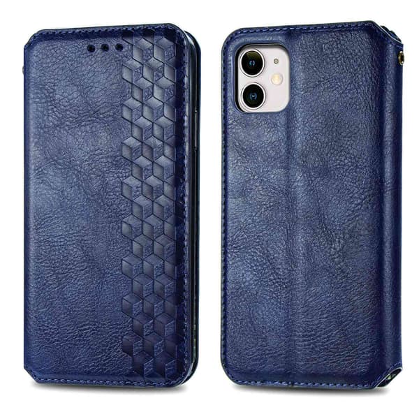 Etui til iPhone 15 blå Flip Magnetisk Wallet med Kortholder 3D