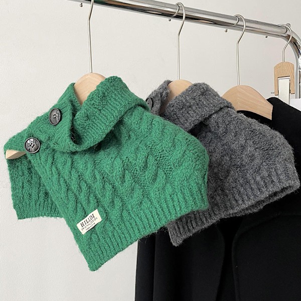 Dame falsk krage Avtakbar halv Vinter Koreansk stil All-Ma Mocha Green 34cm