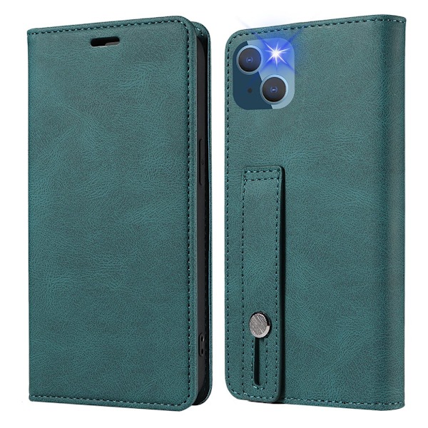 Fodral för iPhone 15 Plus grön Handleds Flip Ställ