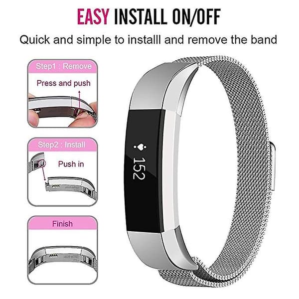 Rosegull Rosegull Rustfritt Stål Magnetisk Armbånd kompatibelt med Fitbit Alta, 130-170mm