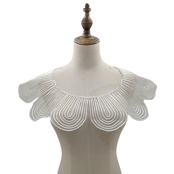 Dame falsk krage Avtakbar halv blonde sløyfe brodert White