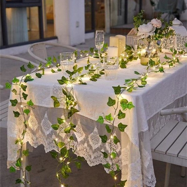 Kunstig eføyvegg hjem dekorative planter vinstokker grønt krans hengende for rom hage kontor bryllup Matches the image 5M 50 lights