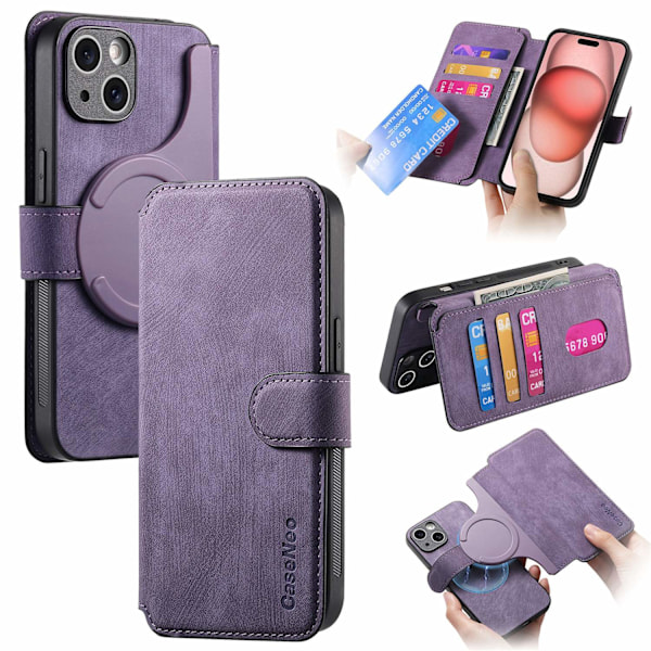 Etui til iPhone 16 Plus Lilla Magnetisk Adskillelse Flip