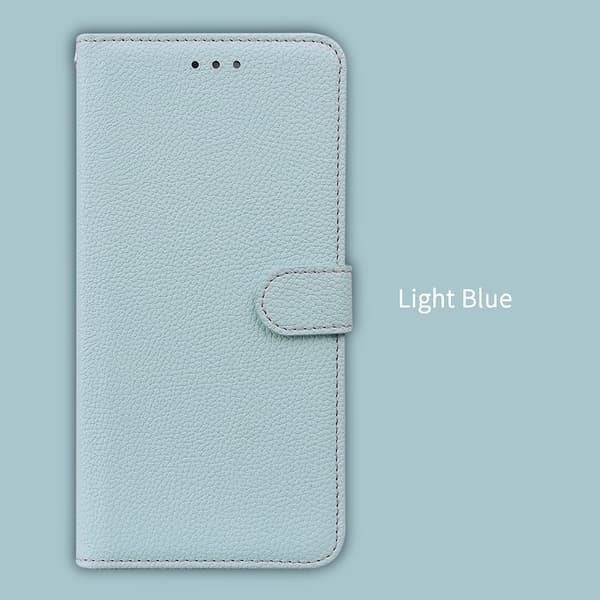 Etui til iPhone 15 Lyseblå Wallet med Kortholder Flip Magnetisk Eksklusivt