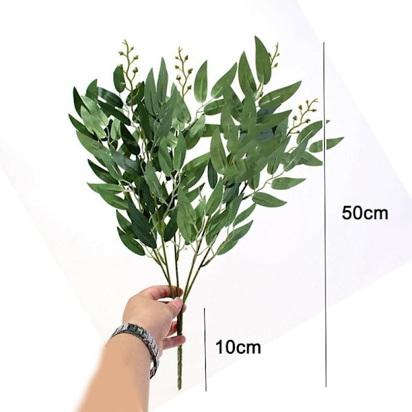 1/3 stk. Kunstig Pileblad Rattan 5 Grene Skovplanter Blomsterarrangement DIY Dekoration Krans White 3pcs