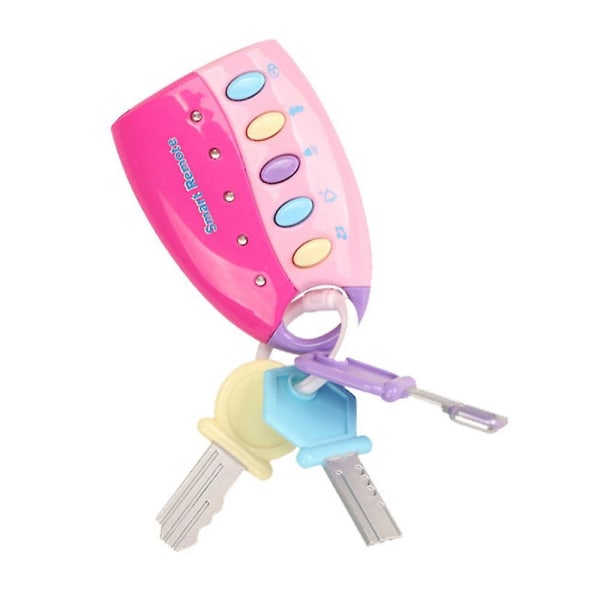 Nya musikaliska smarta fjärrnycklar falska bilnycklar leksak med ljud och led-ljus Tidig pedagogisk leksak kompatibel med barn Baby Lek Pink