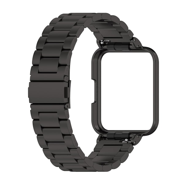 Sort sort metalrem med urkasse kompatibel med Xiaomi Redmi Watch2 Lite International Version