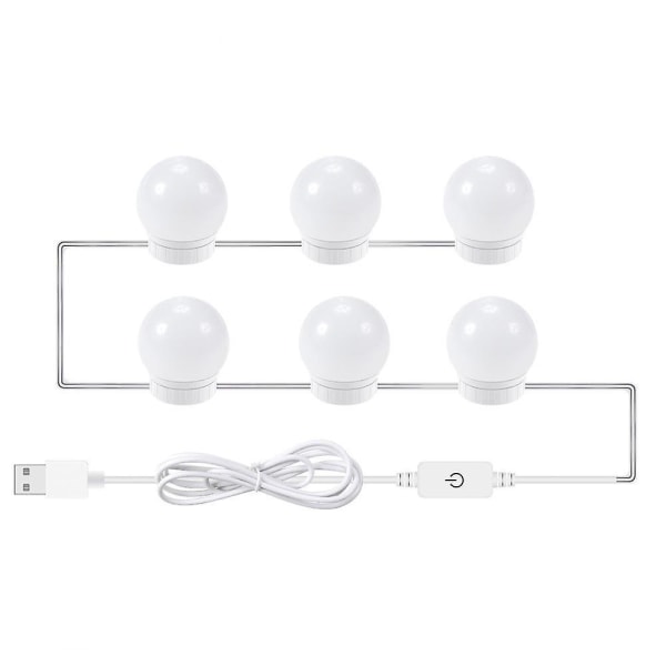 USB 12v Hollywood Vanity Mirror Bulbs Kit - Led Makeup Light Dimbar badrum 3 Colors 6 Bulbs