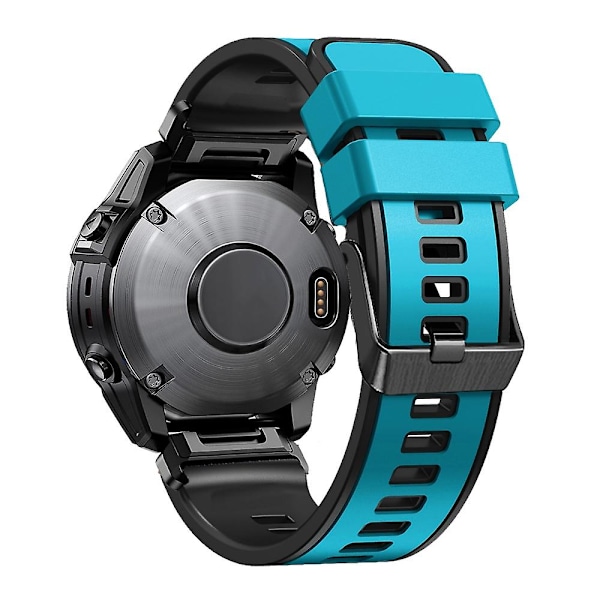 Himmelblå Sort Himmelblå Sort Tofarvet Silikone Urrem kompatibel med Garmin Fenix 7x