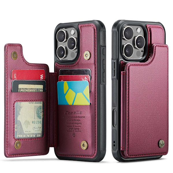 Etui til iPhone 16 E rød Flip Wallet med kortholder