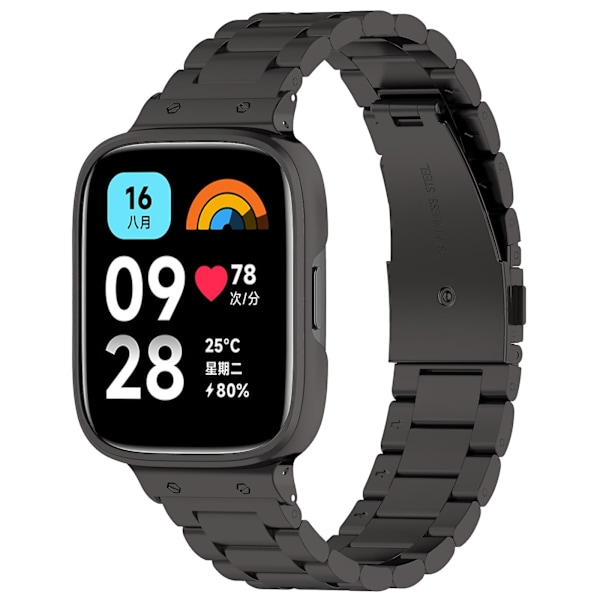 Svart Svart Tre-rads Armband kompatibelt med Redmi Watch 3 Lite / Watch 3 Active