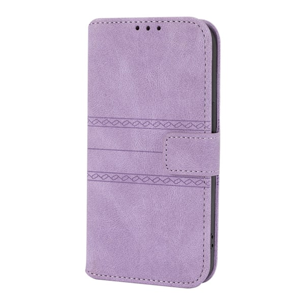 Etui til iPhone 13pro Max 6.7 Lilla enkelt skalpung med kortholder Flip Fantasy Soft-Touch 3D præget