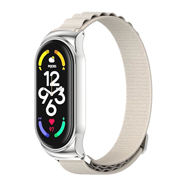 Grå Sølv Grå Sølv Nylon Urrem kompatibel med Xiaomi Mi Band 7 / 7 NFC kompatibel med Xiaomi Mi Band 7 / 7 NFC