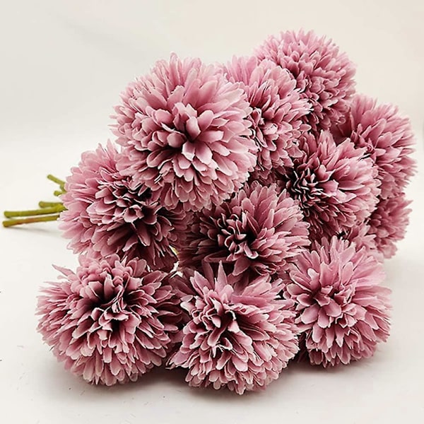 Xceedez Keinotekoiset krysanteemipallokukat varsilla, silkkihortensia-asetelmakimppu, keinotekoiset kukat kotiin, toimistoon, kahvilaan, juhliin ja häihin