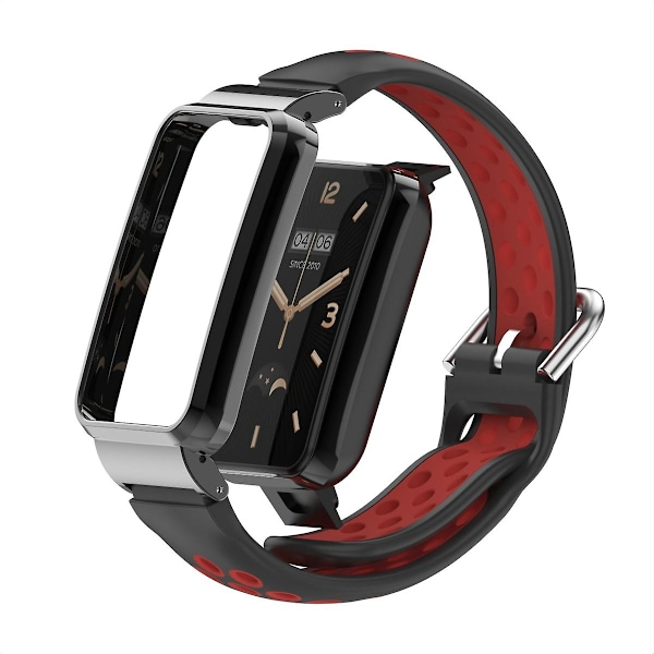 Svart Rød Svart Rød Silikon Klokkereim kompatibel med Xiaomi Mi Band 7 Pro
