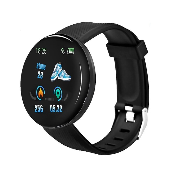 Blood Pressure Fitness Tracker - Rund Smart Watch För roid Black