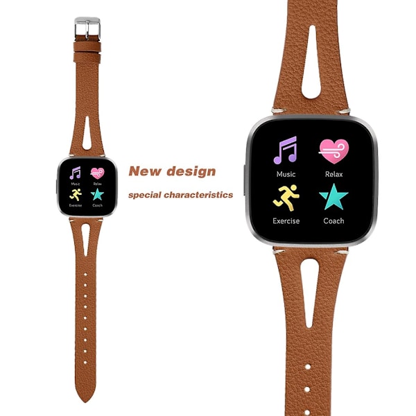 Brun Brunt kompatibelt med Fitbit Versa 2 Armband kompatibelt med Fitbit Versa 2