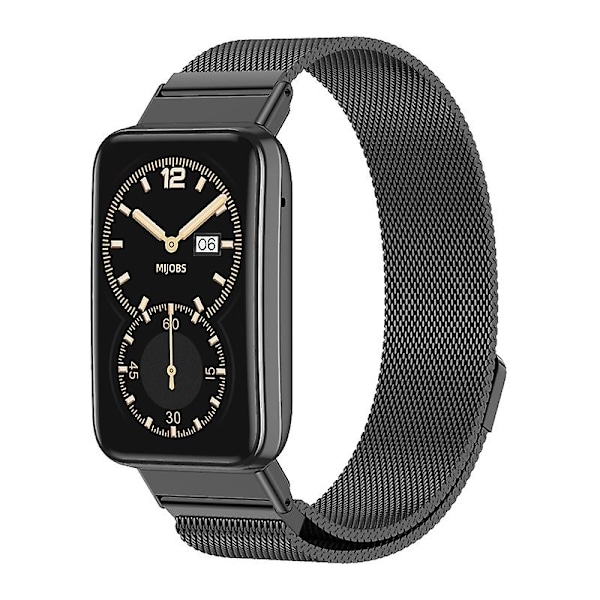 Sort Sort Rustfrit Stål Urrem kompatibel med Xiaomi Mi Band 7 Pro