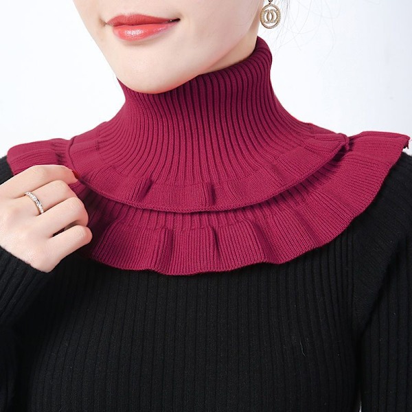 Falsk krage for kvinner, Cervical Spine Fashion All-Match Pullove Deep Purplish red [common Style]]