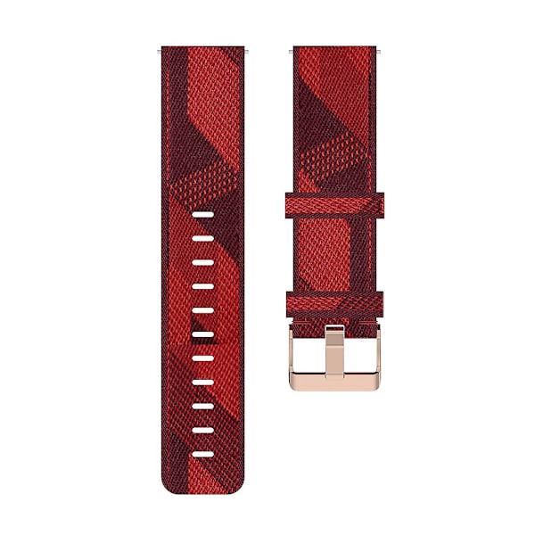 Punainen raidallinen kudottu nylonranneke, yhteensopiva Fitbit Versa 2:n, Fitbit Versan, Fitbit Versa Liten ja Fitbit Blazen kanssa