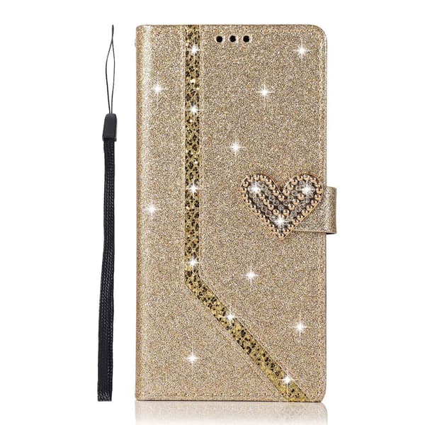 Etui til iPhone 15PRO MAX guld Love Hijab Glitter Wallet med kortholder