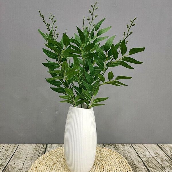 1/3 stk. Kunstig Pileblad Rattan 5 Grene Skovplanter Blomsterarrangement DIY Dekoration Krans Green 3pcs