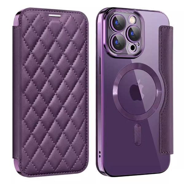 Etui til iPhone 16 Pro Max Magnetisk Kortplads Klar Lilla