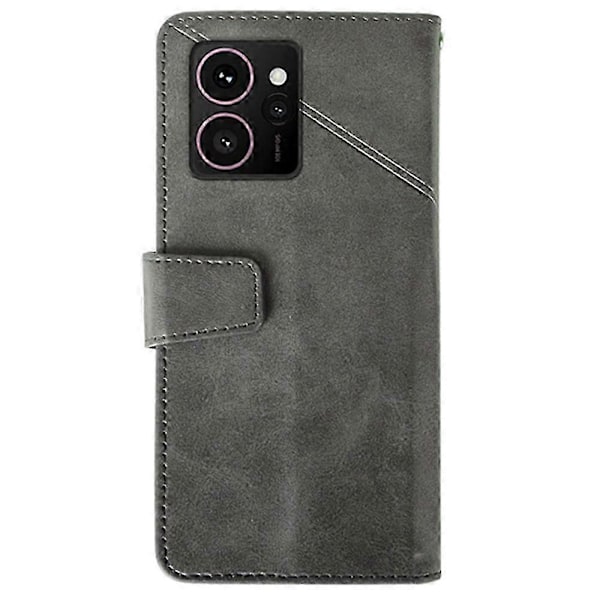 Til Hmd Skyline Etui Læder Wallet Telefon Cover Stativ Kalvetekstur Grey