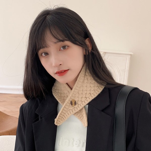 Dame falsk krage Avtakbar halv koreansk stil Vill Cy Farge Black and gray 61cm