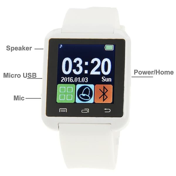 Vit Vit U80 1,5 tums LCD-skärm Bluetooth Hälsa Smart Klocka