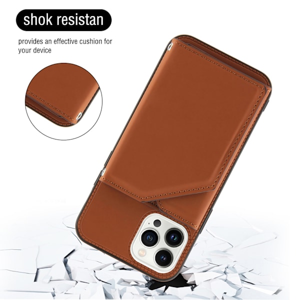 Etui til iPhone 15 Pro Max Khaki (uten snor) Myk kortholder Stropp Multi-kort Crossbody Kortholder