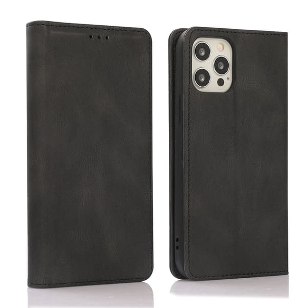 Etui til iPhone 13 mini 5,4 tommer sort magnetisk flip-pung med kortholder