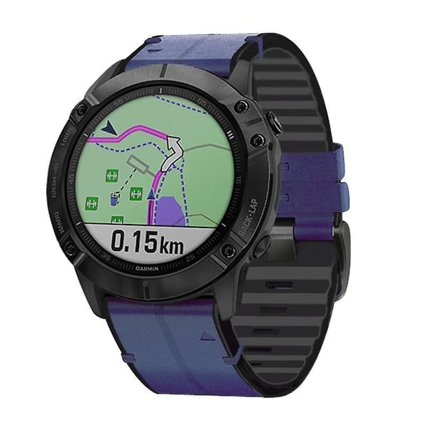 Midnattsblå Midnattsblå Silikon + Läder Klockarmband kompatibelt med Garmin Fenix 7x