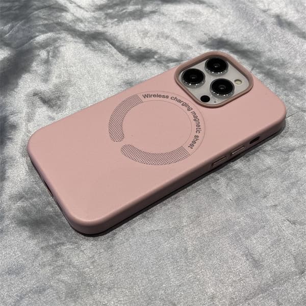 Etui til iPhone 16Pro Sandrosa Magnetisk lær stort hull