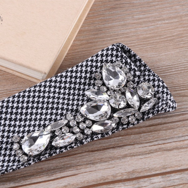Dame falsk krave Aftagelig halv Aftagelig Hmade Rhineston Houndstooth