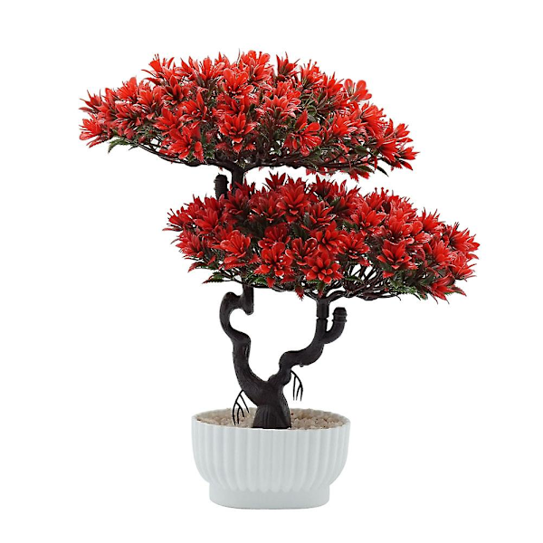 1 stk. Kunstig fyrretræ plante fotografi rekvisit bryllupsfest hjem bonsai dekoration Red