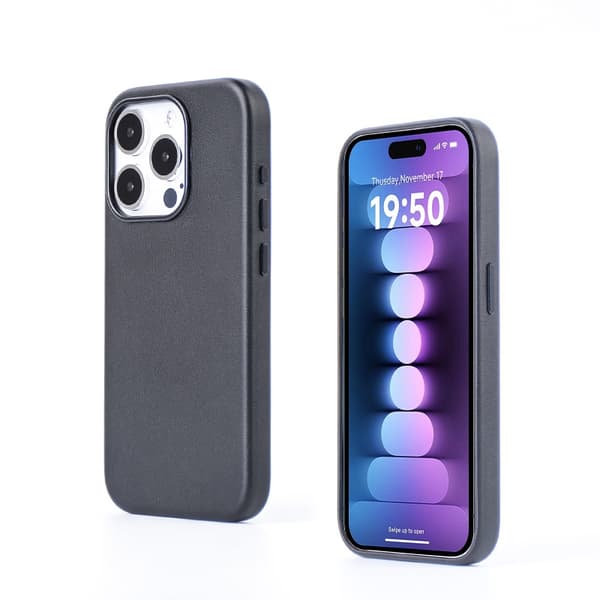Fodral för iPhone 14plus magnetisk + animation Midnattsfärg Magnetiskt mode läder klassisk