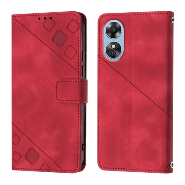 Etui til iPhone 13 rød Soft-Touch preget 3D-lommebok med kortholder