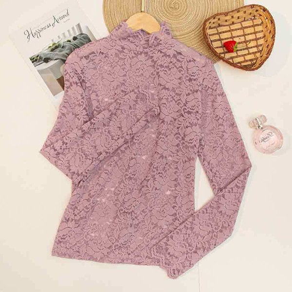 Dame falsk krage Avtakbar halv turtleneck Western Style S Pink Plus size