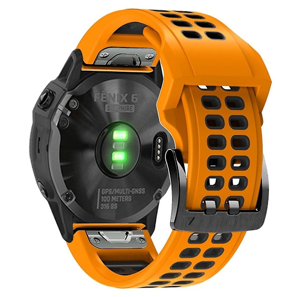 Orange Sort Orange Sort Silikone Urrem kompatibel med Garmin Fenix 6