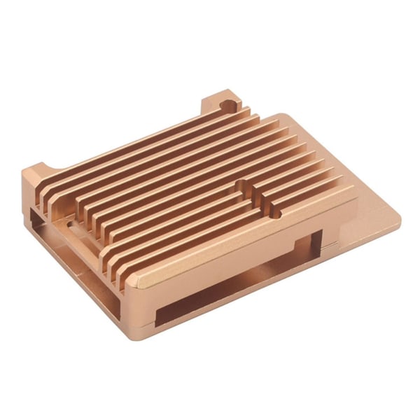 Nytt case med kylfläns thermal lim kompatibelt med Pi 4 Model B (guld)